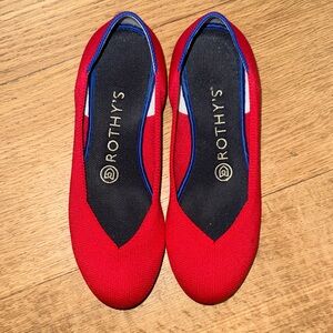 Rothy's the flat candy apple Red Blue trim Women's ballet Flats size 6.5